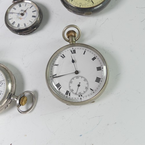 74 - A Continental silver hunter cased Pocket Watch, the white enamel dial signed 'Calame - Robert', with... 