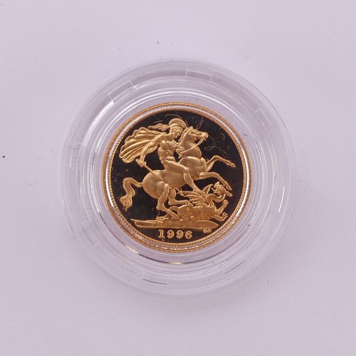 287 - An Elizabeth II gold proof Half Sovereign, dated 1996, in Royal Mint presentation case with certific... 