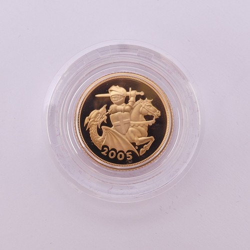 288 - An Elizabeth II proof gold Half Sovereign, dated 2005, in Royal Mint presentation case with certific... 