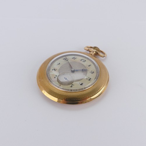 79 - A Continental 9ct yellow gold open face Pocket Watch, the mother of pearl dial with Arabic numerals,... 