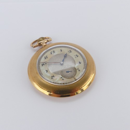 79 - A Continental 9ct yellow gold open face Pocket Watch, the mother of pearl dial with Arabic numerals,... 