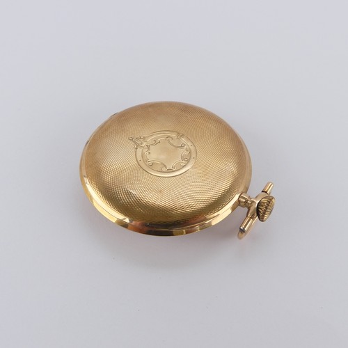 79 - A Continental 9ct yellow gold open face Pocket Watch, the mother of pearl dial with Arabic numerals,... 