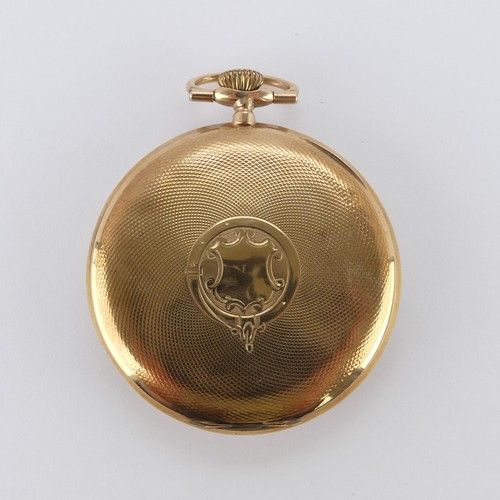 79 - A Continental 9ct yellow gold open face Pocket Watch, the mother of pearl dial with Arabic numerals,... 