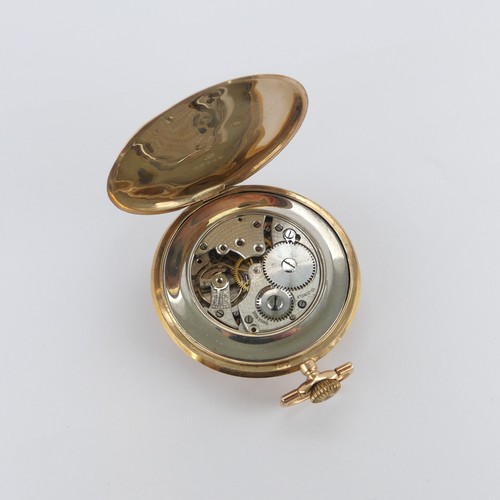 79 - A Continental 9ct yellow gold open face Pocket Watch, the mother of pearl dial with Arabic numerals,... 