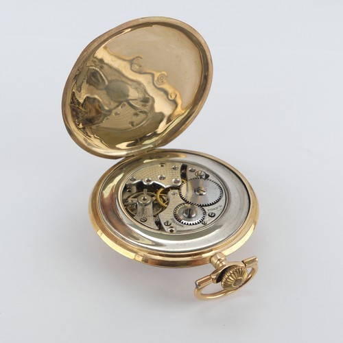 79 - A Continental 9ct yellow gold open face Pocket Watch, the mother of pearl dial with Arabic numerals,... 