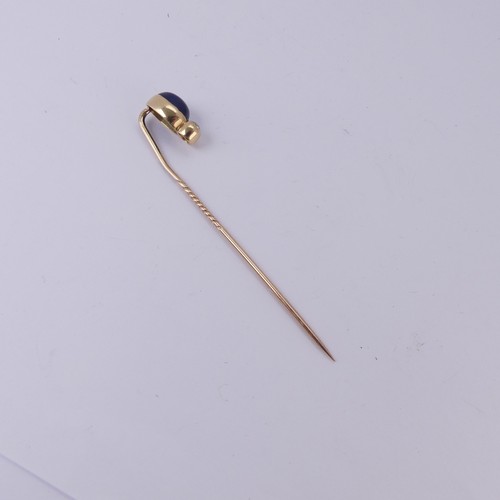 251 - An early 20thC Russian sapphire and diamond Stick Pin, the oval cabochon sapphire approx. 10.5mm lon... 