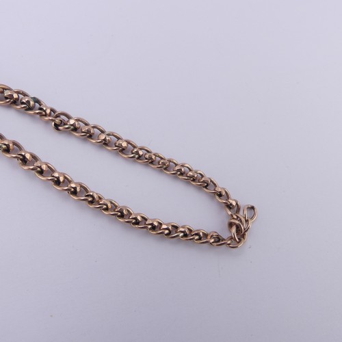 196 - A 9ct rose gold Watch Chain, formed of two graduated chains with clip finials, both suspended from a... 