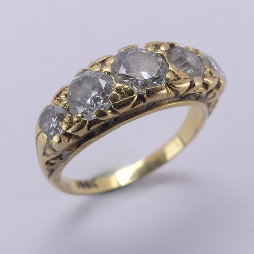 151 - A graduated five stone diamond Ring,the centre stone approx ½ct, another approx. 0.37, with the two ... 