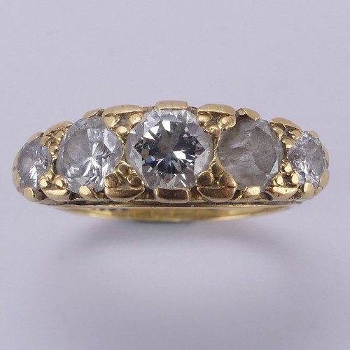 151 - A graduated five stone diamond Ring,the centre stone approx ½ct, another approx. 0.37, with the two ... 