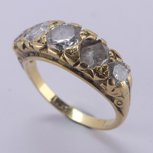 151 - A graduated five stone diamond Ring,the centre stone approx ½ct, another approx. 0.37, with the two ... 