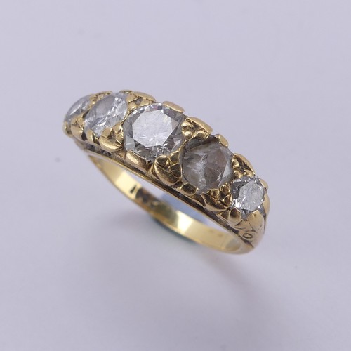 151 - A graduated five stone diamond Ring,the centre stone approx ½ct, another approx. 0.37, with the two ... 