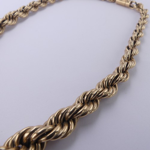 197 - A graduated 9ct yellow gold ropetwist Necklace, with barrel snap, 41.5cm long, 44.2g.... 