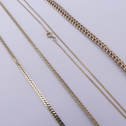 256 - A 9ct yellow gold Bracelet, 18cm long, together with a narrow 9ct gold curb link chain and a small 9... 