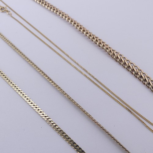 256 - A 9ct yellow gold Bracelet, 18cm long, together with a narrow 9ct gold curb link chain and a small 9... 