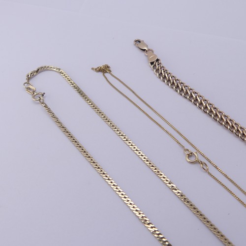 256 - A 9ct yellow gold Bracelet, 18cm long, together with a narrow 9ct gold curb link chain and a small 9... 