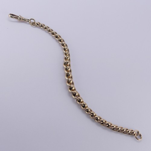 199 - A 9ct yellow gold part Watch Chain, one end with clip fitting, the other 'O' ring, 20cm long, 18.2g.... 