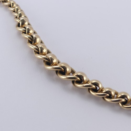 199 - A 9ct yellow gold part Watch Chain, one end with clip fitting, the other 'O' ring, 20cm long, 18.2g.... 