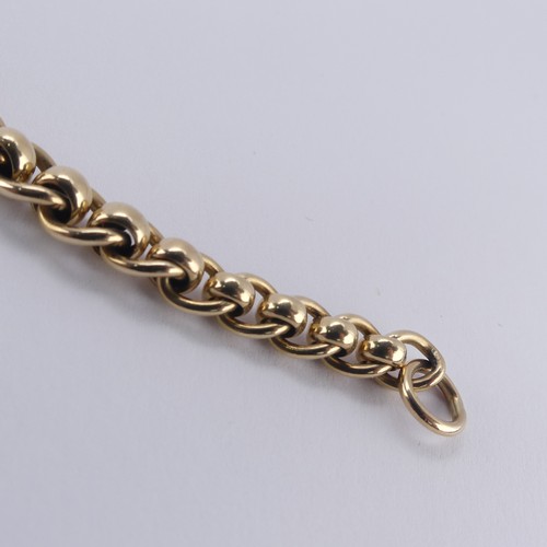 199 - A 9ct yellow gold part Watch Chain, one end with clip fitting, the other 'O' ring, 20cm long, 18.2g.... 