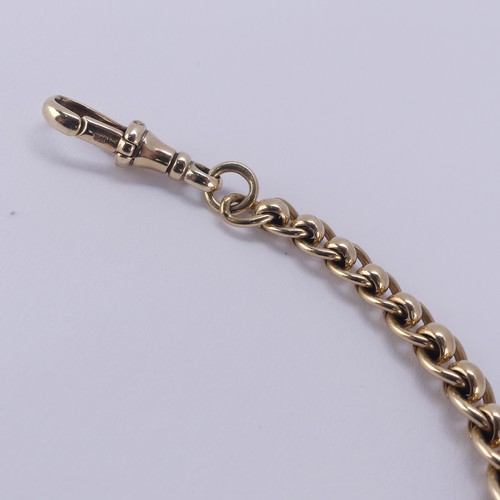 199 - A 9ct yellow gold part Watch Chain, one end with clip fitting, the other 'O' ring, 20cm long, 18.2g.... 