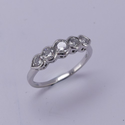 155 - A graduated five stone diamond Ring, total diamond weight approx. 0.56ct, all mounted in platinum, h... 