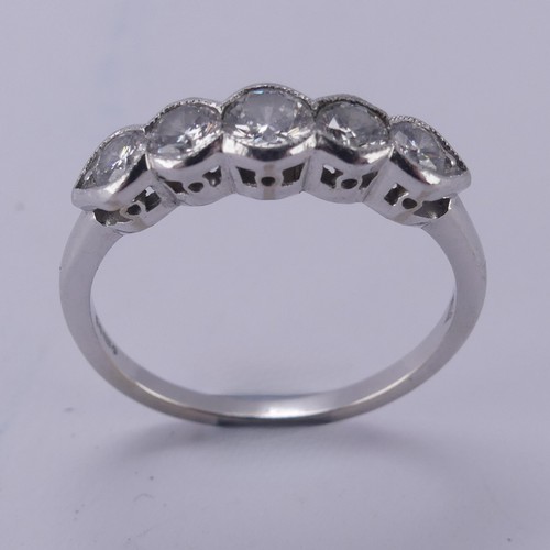 155 - A graduated five stone diamond Ring, total diamond weight approx. 0.56ct, all mounted in platinum, h... 