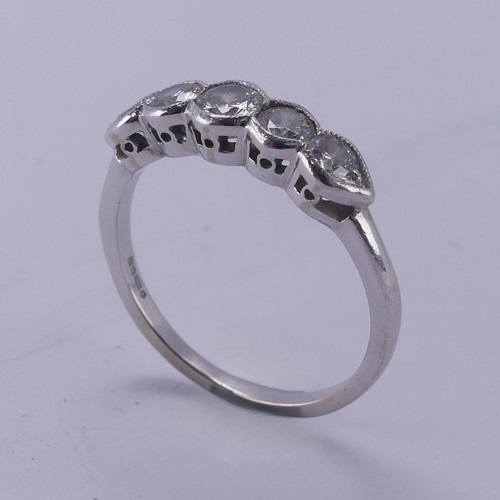 155 - A graduated five stone diamond Ring, total diamond weight approx. 0.56ct, all mounted in platinum, h... 