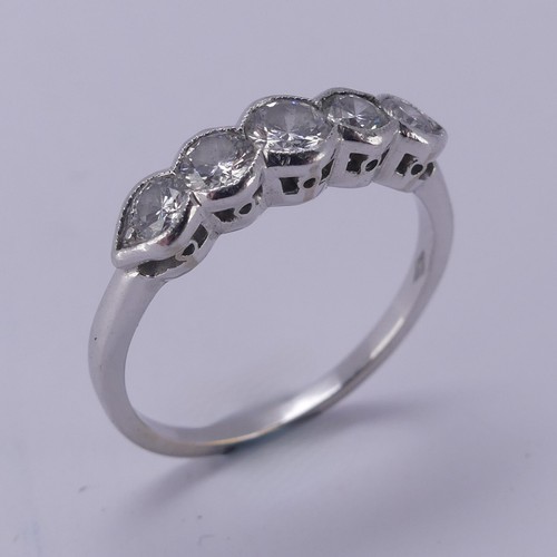 155 - A graduated five stone diamond Ring, total diamond weight approx. 0.56ct, all mounted in platinum, h... 