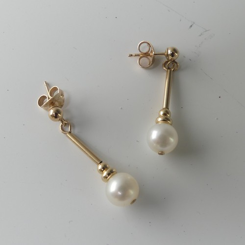 260 - A pair of cultured pearl drop Earrings, mounted in 9ct yellow gold, 1.3g, together with a quantity o... 