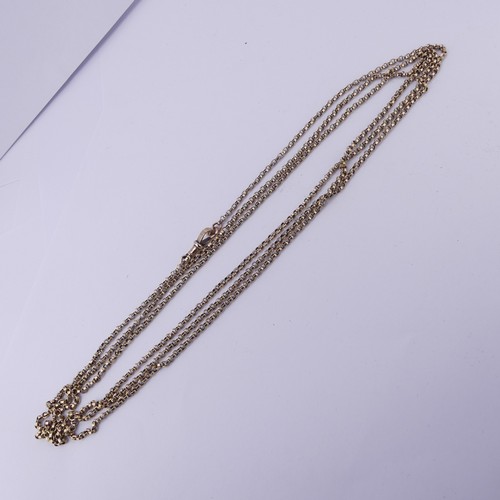 203 - A 9ct yellow gold guard Chain, with clip fitting, 156cm long, 17.8g.