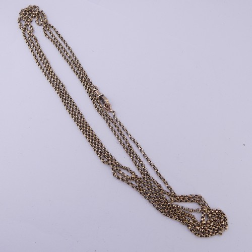 203 - A 9ct yellow gold guard Chain, with clip fitting, 156cm long, 17.8g.