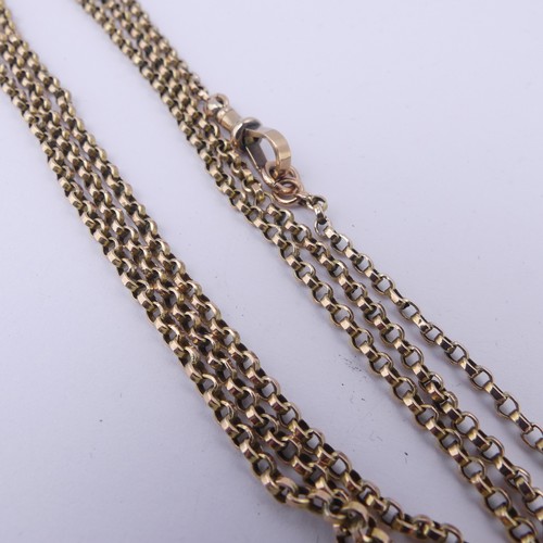 203 - A 9ct yellow gold guard Chain, with clip fitting, 156cm long, 17.8g.