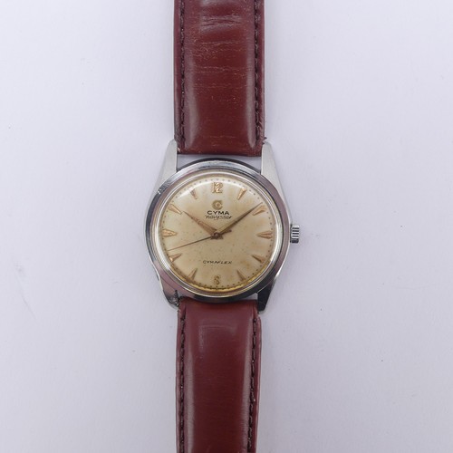 92 - A vintage Cyma Navystar cymaflex stainless steel Wristwatch, with signed mechanical 17-jewels moveme... 