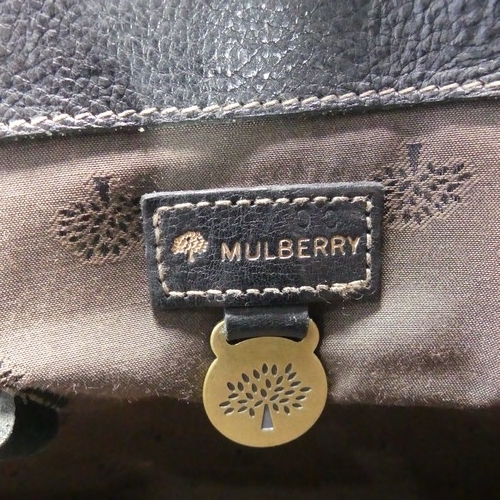 132 - A Mulberry black 'Congo' Briefcase, with older-style metal clasp stamped with Mulberry logo, the int... 