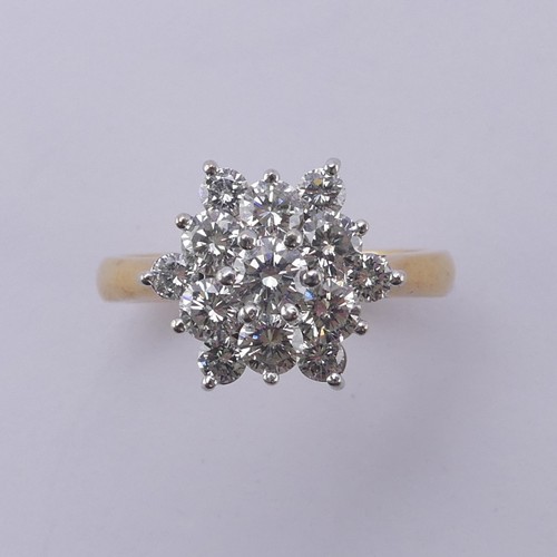 166 - A diamond cluster Ring, approx. total diamond weight 1ct, the brilliant cut stones all mounted in 18... 