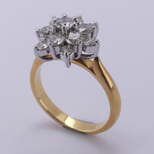 166 - A diamond cluster Ring, approx. total diamond weight 1ct, the brilliant cut stones all mounted in 18... 