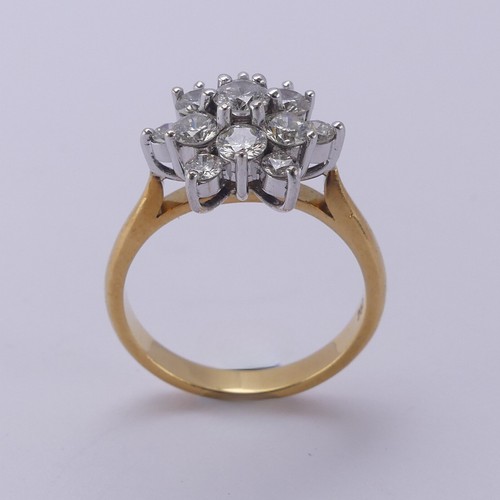 166 - A diamond cluster Ring, approx. total diamond weight 1ct, the brilliant cut stones all mounted in 18... 