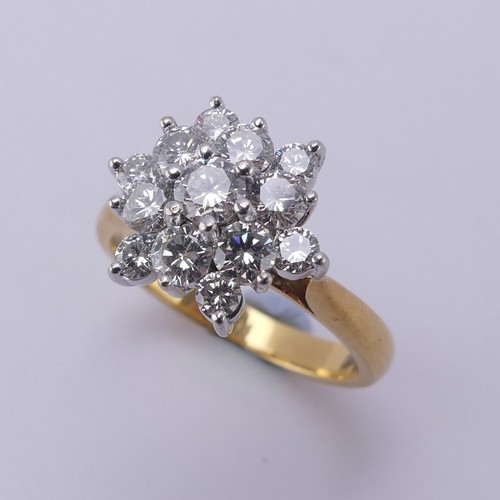 166 - A diamond cluster Ring, approx. total diamond weight 1ct, the brilliant cut stones all mounted in 18... 