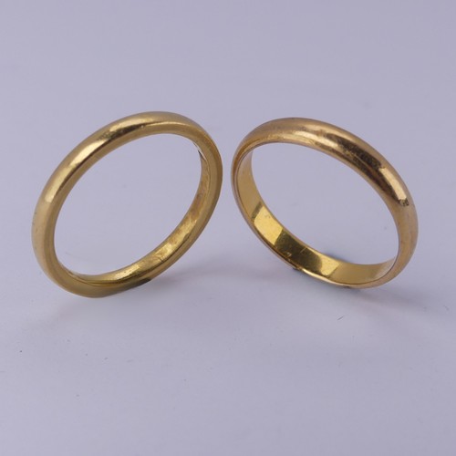 268 - Two 22ct yellow gold Bands, Size L½ and K, total weight 6.4g (2)