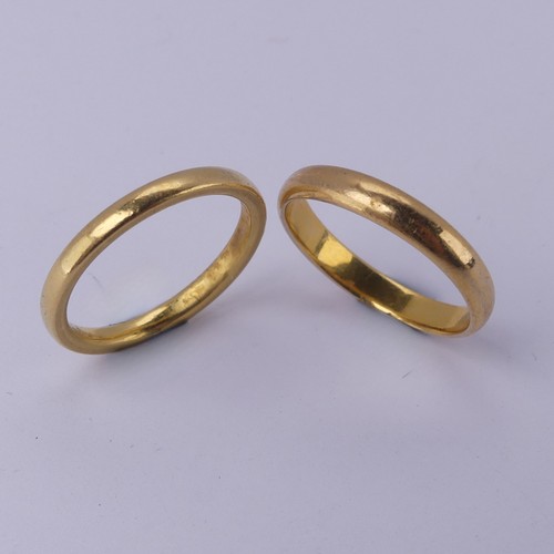 268 - Two 22ct yellow gold Bands, Size L½ and K, total weight 6.4g (2)