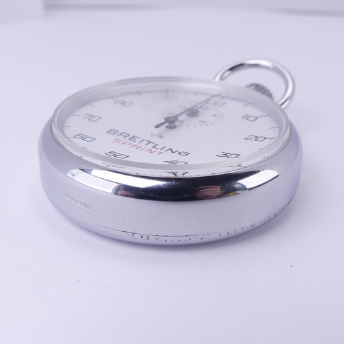 93 - A Breitling Sprint chrome cased Stop Watch, 50mm diameter, working, in card box of issue.... 