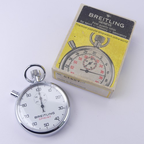 93 - A Breitling Sprint chrome cased Stop Watch, 50mm diameter, working, in card box of issue.... 