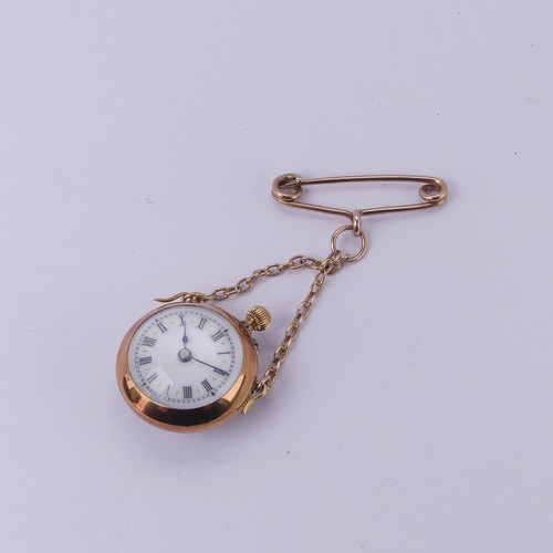 94 - A rock crystal Fob Watch, the white enamel dial with Roman numerals, manual crown wind movement with... 