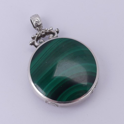 209 - A silver mounted blue john and malachite Pendant, by David Scott Walker, with oversize hallmarks for... 