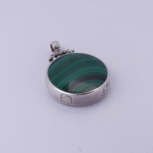 209 - A silver mounted blue john and malachite Pendant, by David Scott Walker, with oversize hallmarks for... 