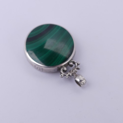 209 - A silver mounted blue john and malachite Pendant, by David Scott Walker, with oversize hallmarks for... 