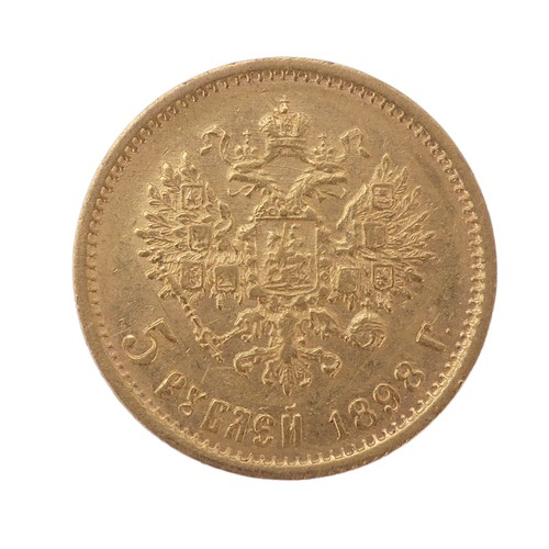 308 - A Russian Nicholas II (1894-1917) 5 Roubles gold Coin, dated 1898.