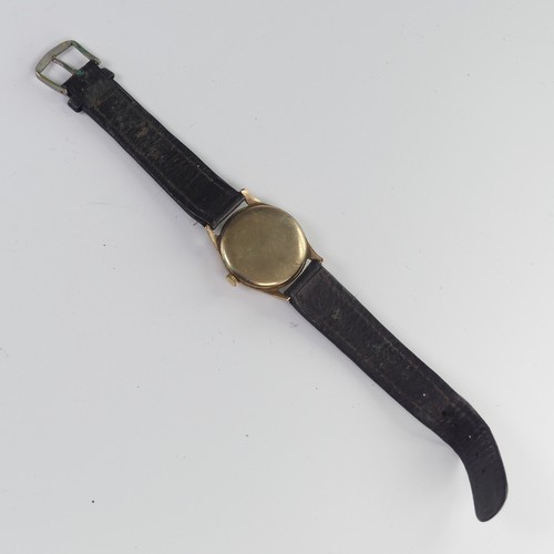 97 - A vintage J.W. Benson 9ct gold Wristwatch, the signed silvered dial with black Arabic numerals and s... 