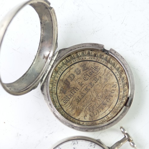 101 - A George III silver pair cased Pocket Watch, the verge fusee movement signed J. Johnson, Liverpool a... 