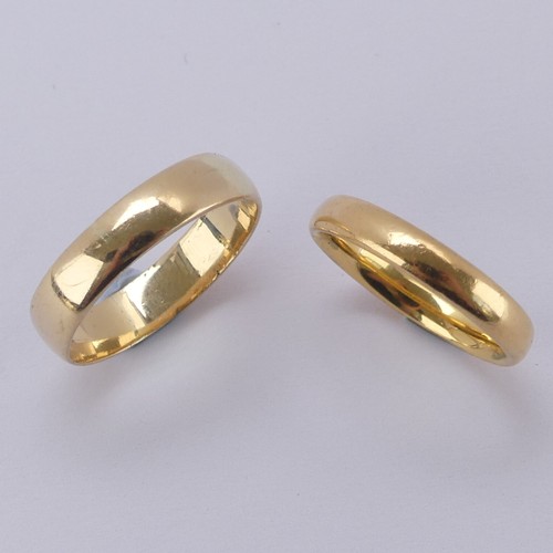 273 - A 22ct yellow gold Wedding Band, Size H, 3g, together with an 18ct yellow gold band, Size L, 2.g (2)... 