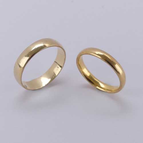 273 - A 22ct yellow gold Wedding Band, Size H, 3g, together with an 18ct yellow gold band, Size L, 2.g (2)... 